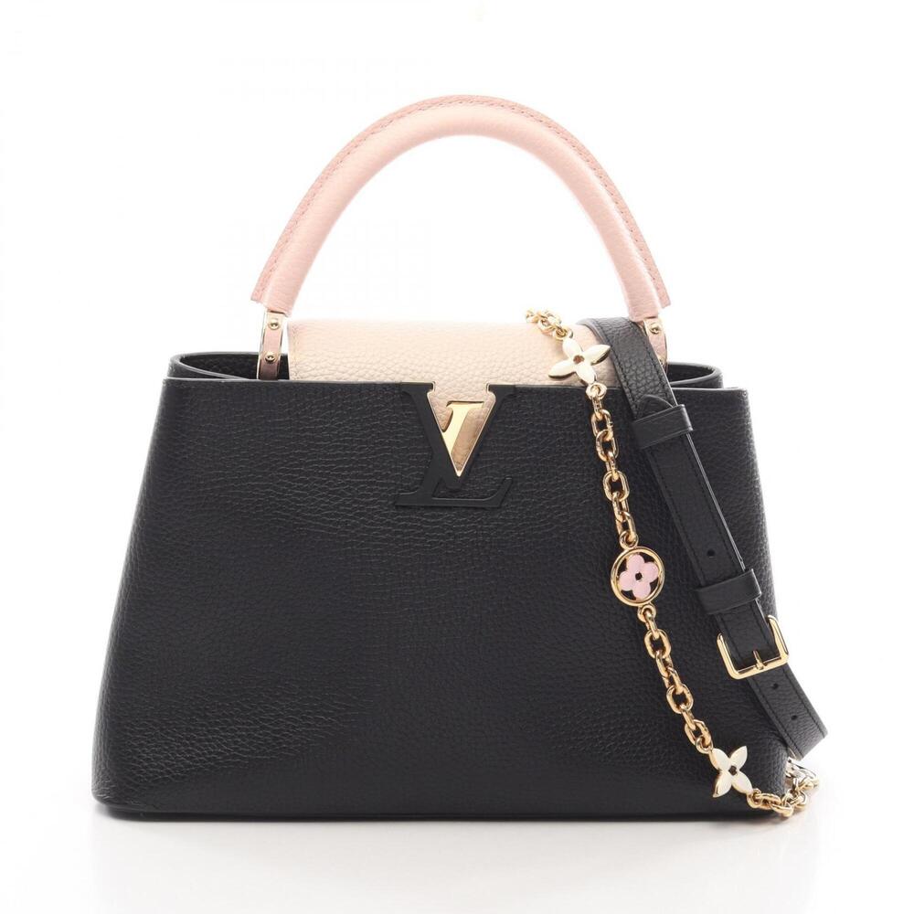 Louis Vuitton Capucines MM Noir Crème 2-Way Handbag, Taurillon Leather, Women...